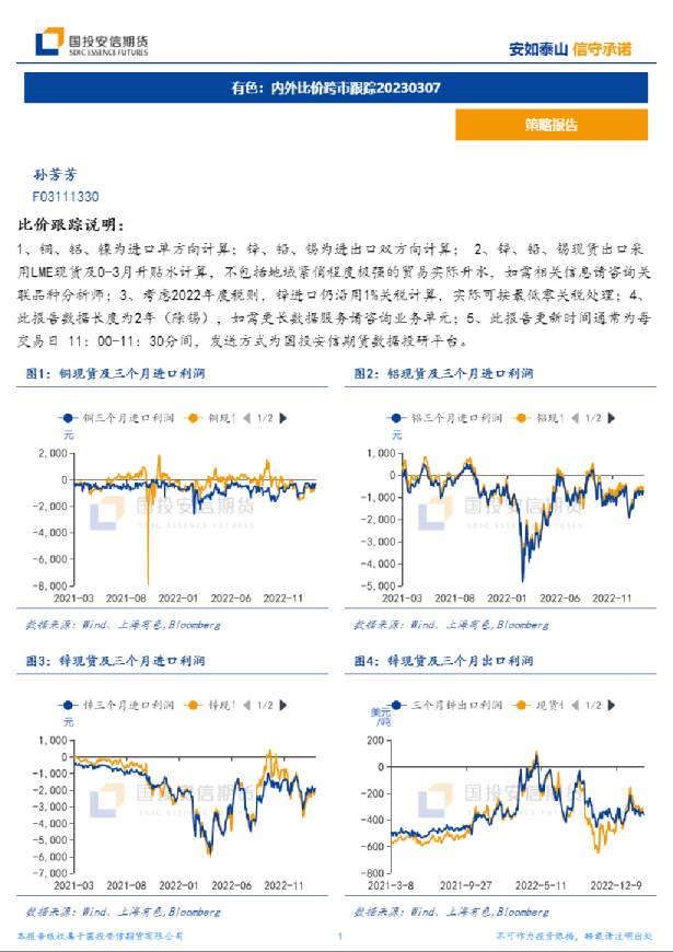 有色：内外比价跨市跟踪