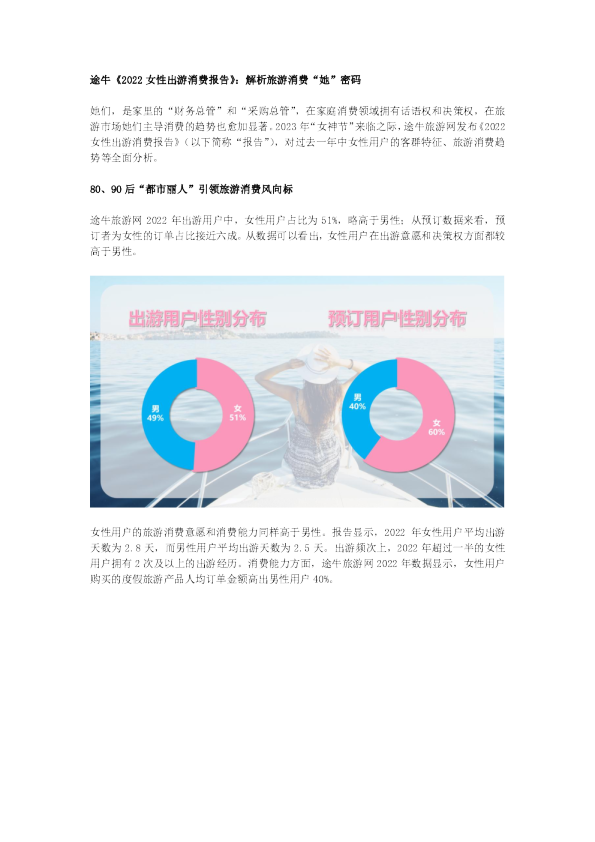 2022女性出游消费报告
