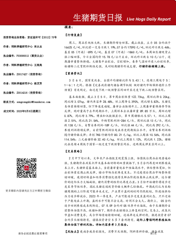 生猪期货日报