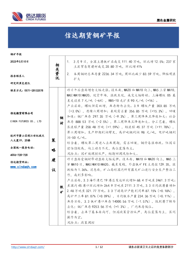 钢矿早报