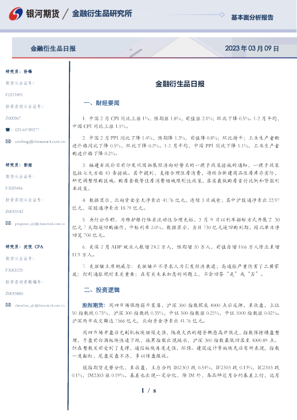 金融衍生品日报