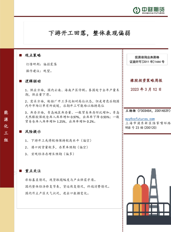 下游开工回落，整体表现偏弱