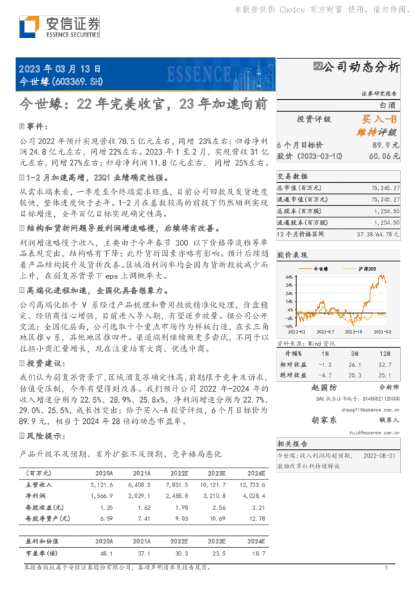 今世缘点评