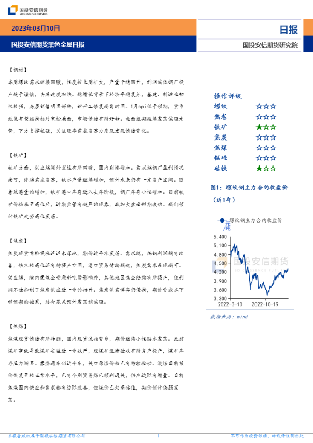 国投安信期货黑色金属日报