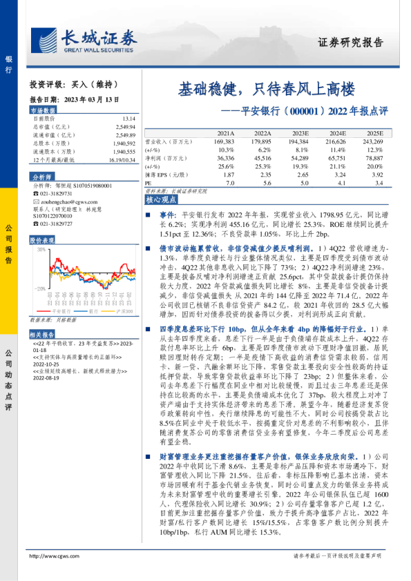 2022年报点评：基础稳健，只待春风上高楼