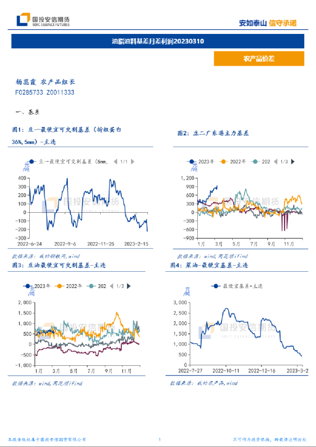 油脂油料基差月差利润