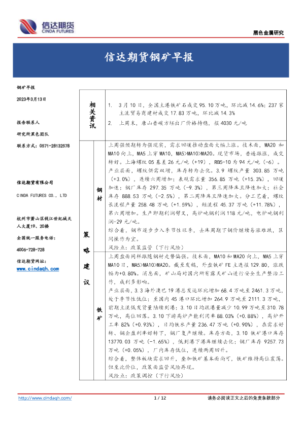 钢矿早报