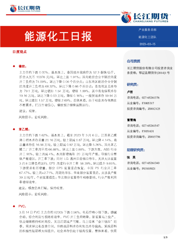能源化工日报