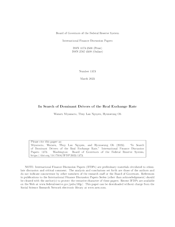 寻找实际汇率的主导驱动因素