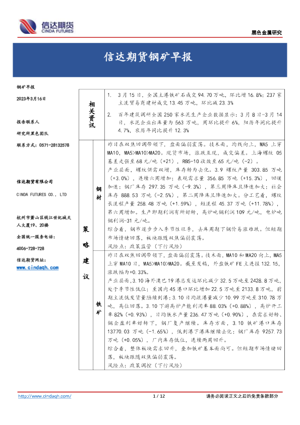 钢矿早报