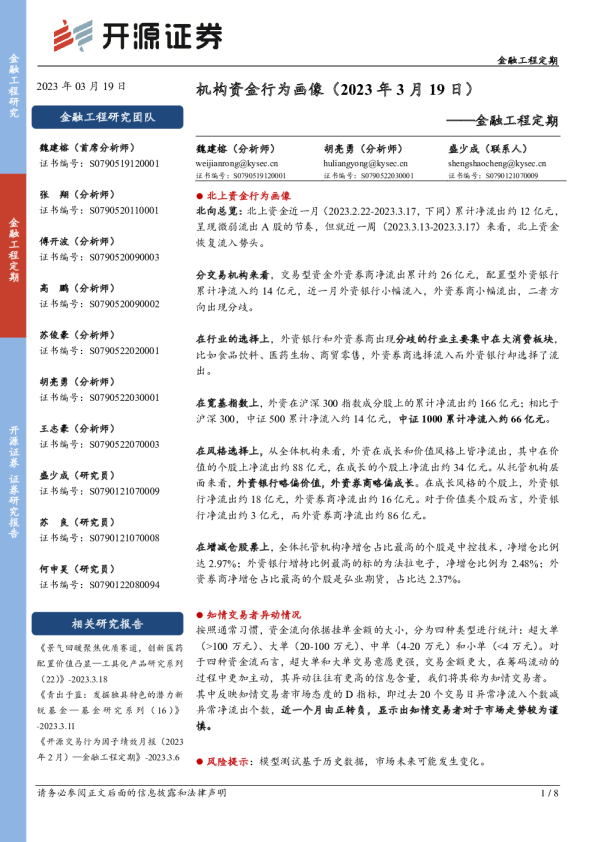 金融工程定期：机构资金行为画像