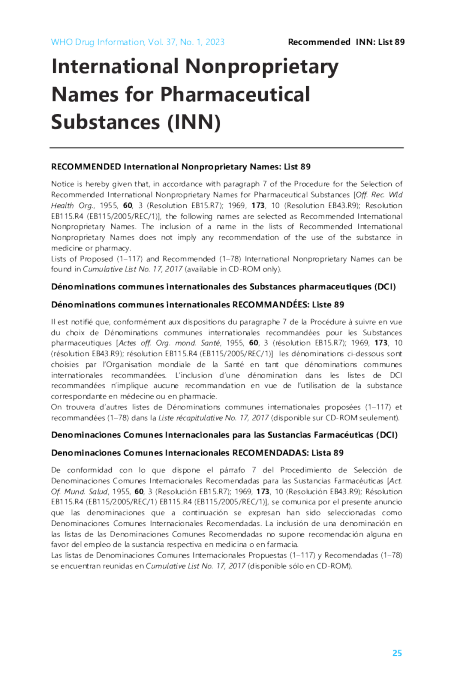 国际非专利名称推荐名单 89