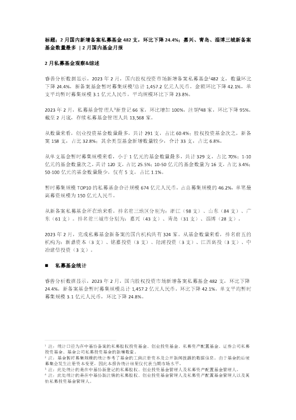 2023年2月中国私募基金月报