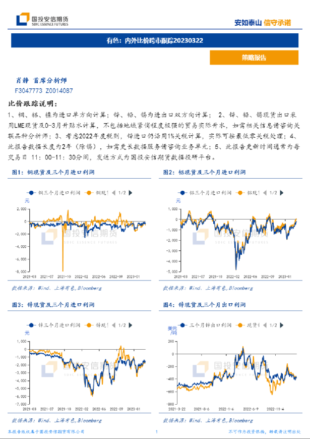 有色：内外比价跨市跟踪