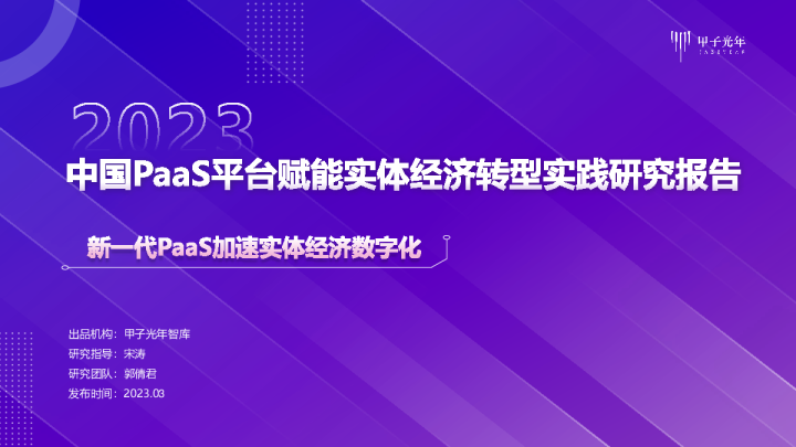 2023中国PaaS平台赋能实体经济转型实践研究报告