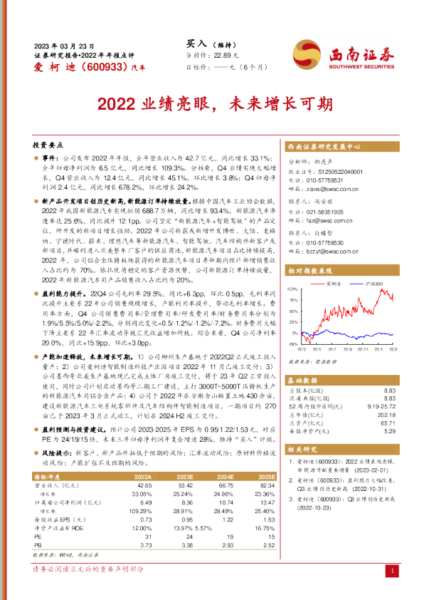 2022业绩亮眼，未来增长可期
