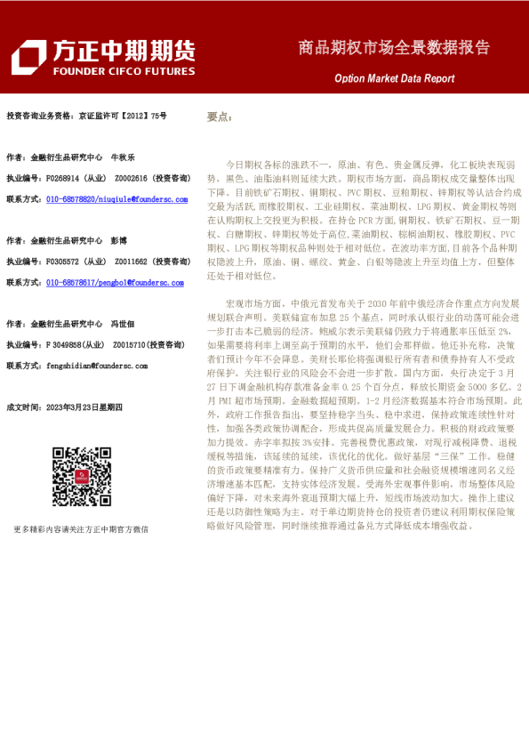 商品期权市场全景数据报告