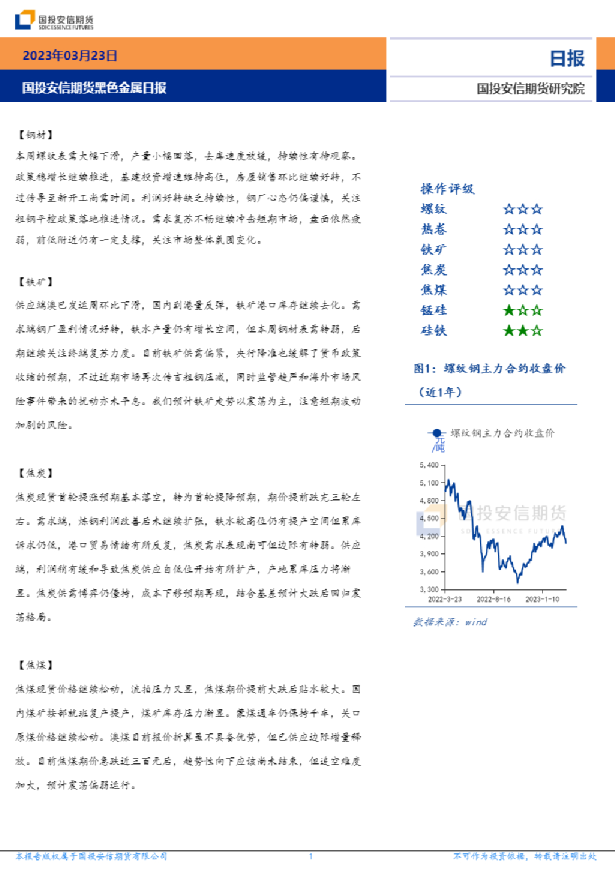 国投安信期货黑色金属日报