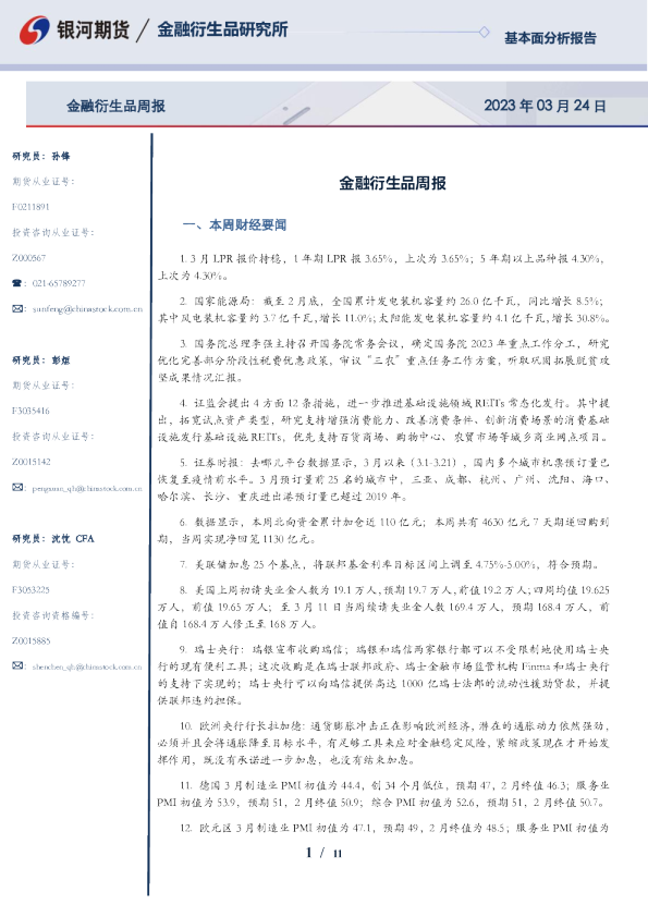 金融衍生品周报