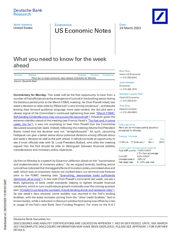 美国经济简报：本周你需要知道的
提前