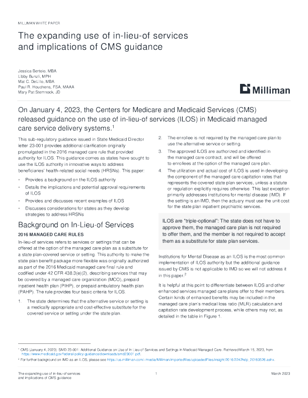 替代服务的扩大使用和CMS指导的影响