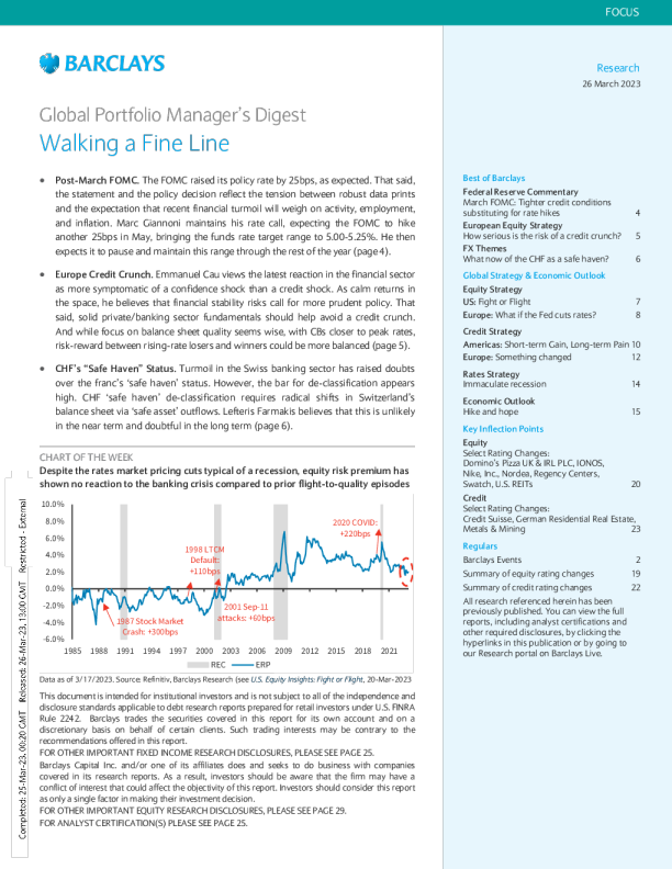全球投资组合经理文摘：走一条细线