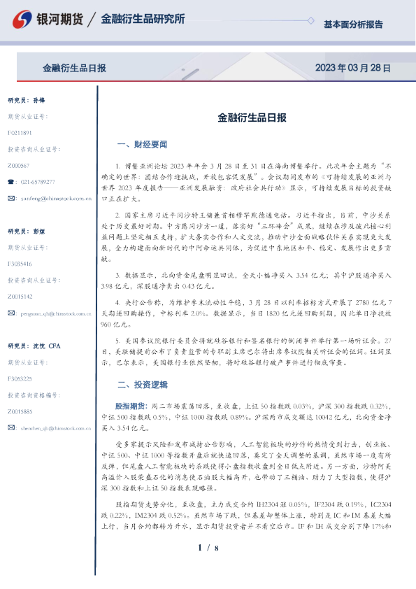 金融衍生品日报