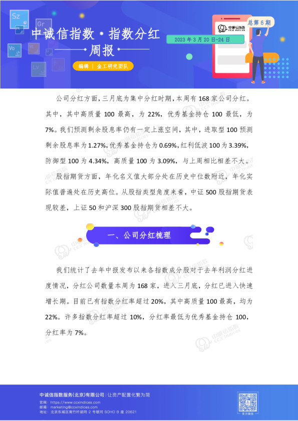 指数分红周报总第6期