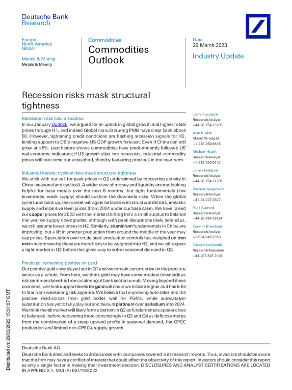 大宗商品展望：衰退风险掩盖结构性紧缩
