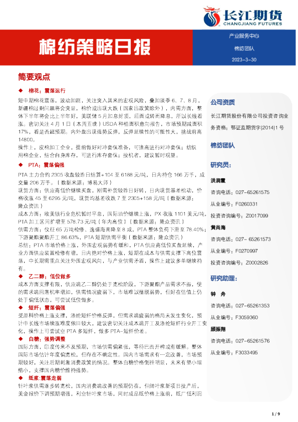 棉纺策略日报