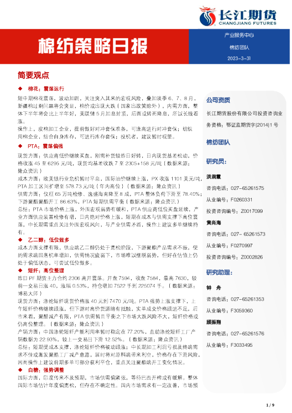 棉纺策略日报