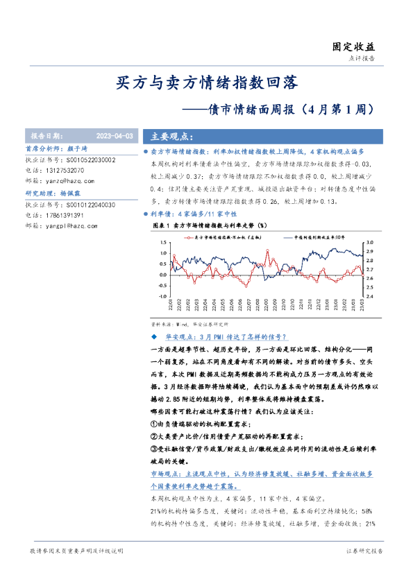 债市情绪面周报：买方与卖方情绪指数回落