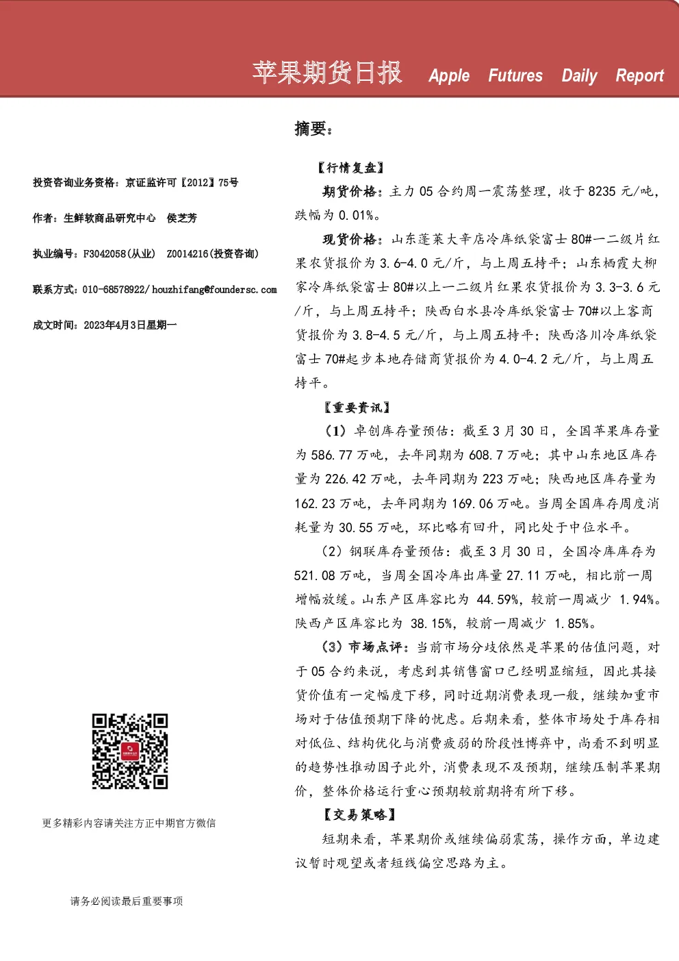 苹果期货日报