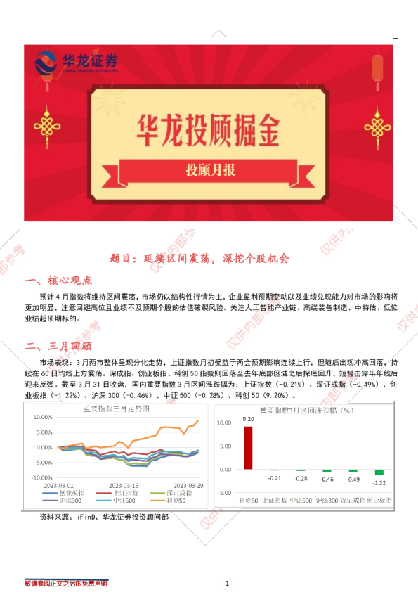 投顾月报：延续区间震荡，深挖个股机会