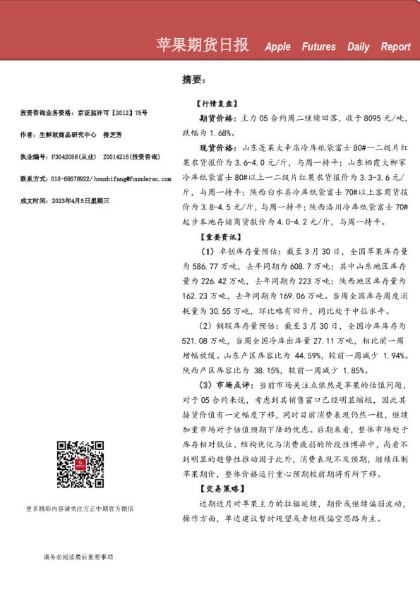 苹果期货日报