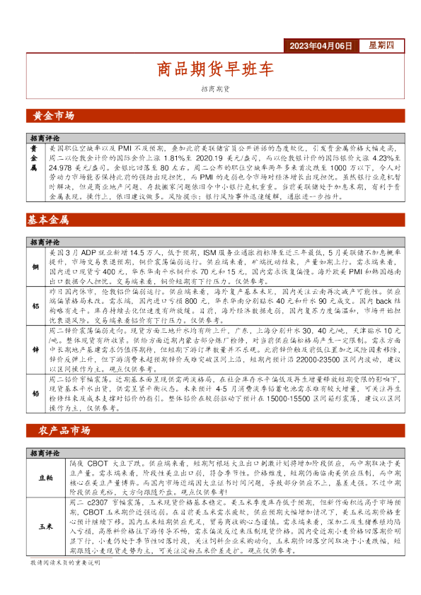 商品期货早班车