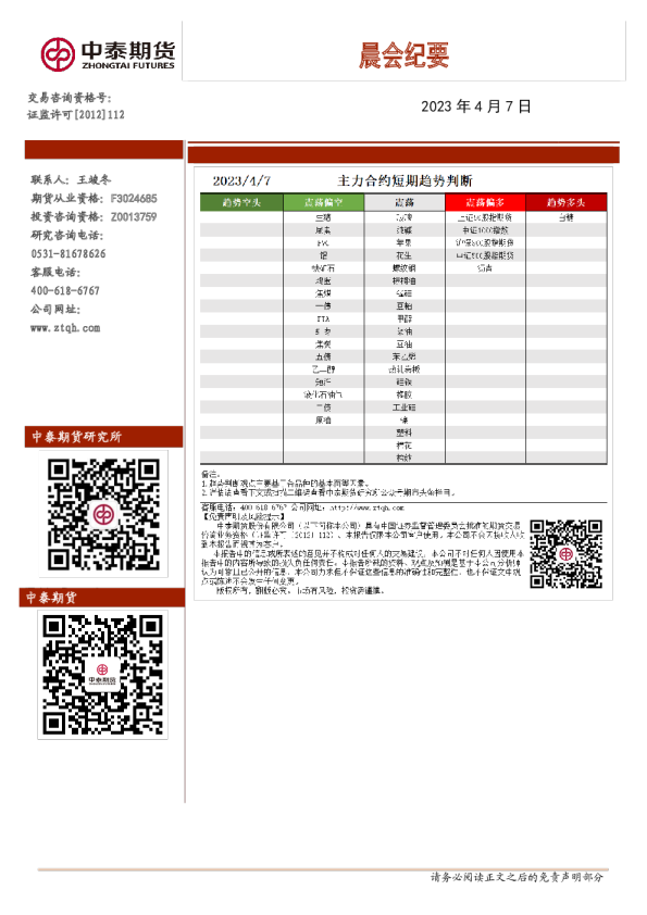 晨会纪要