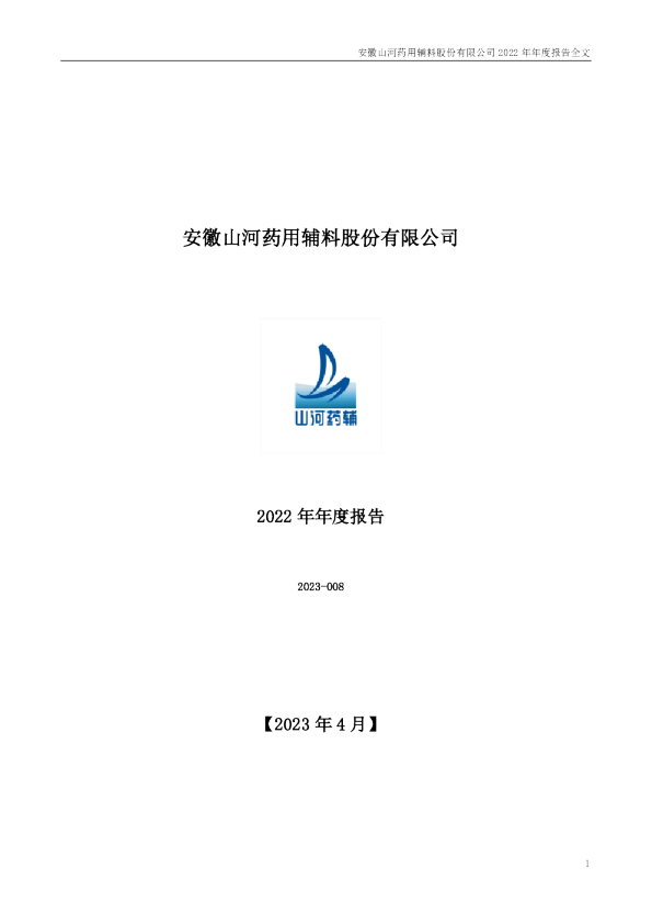山河药辅：2022年年度报告