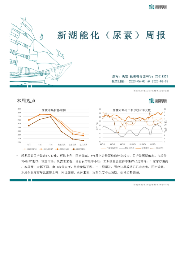 新湖能化（尿素）周报