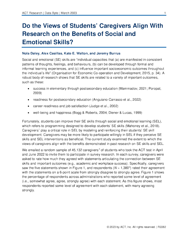 照顾者的观点与社会和情绪技能的益处研究一致吗 ？