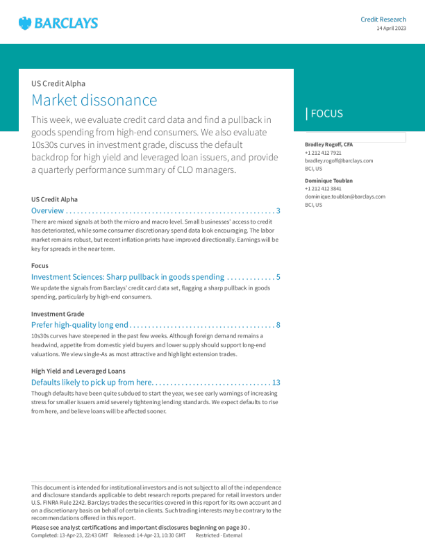 美国信贷阿尔法市场失调