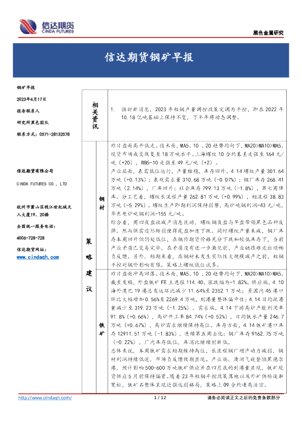 钢矿早报