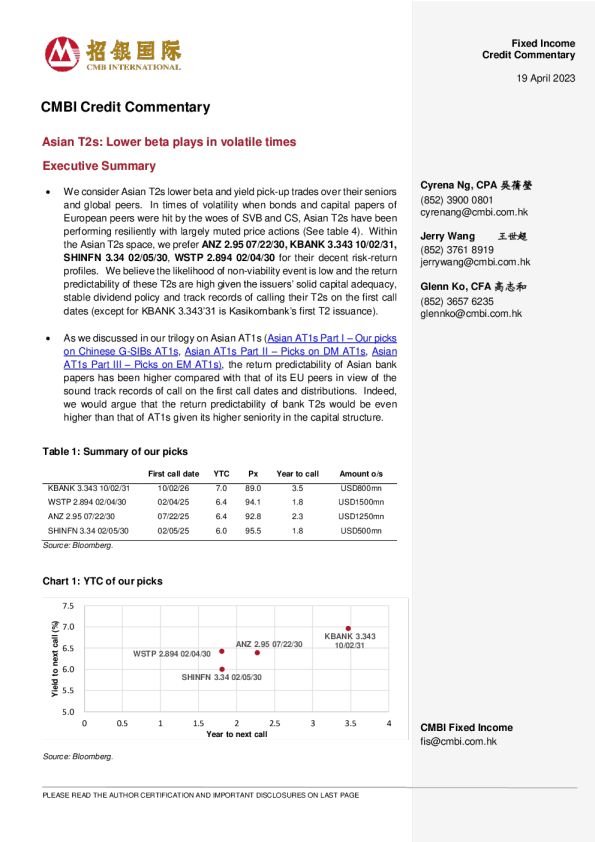 招银国际固定收益指数 - 亚洲T2指数：低贝塔指数在动荡时期发挥作用