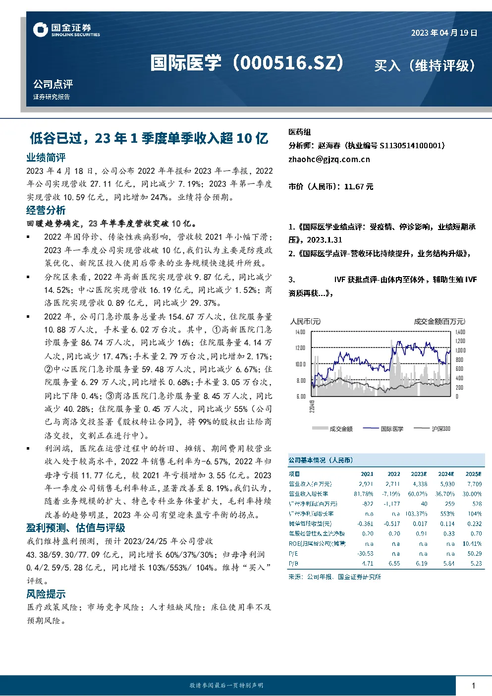 低谷已过，23年1季度单季收入超10亿