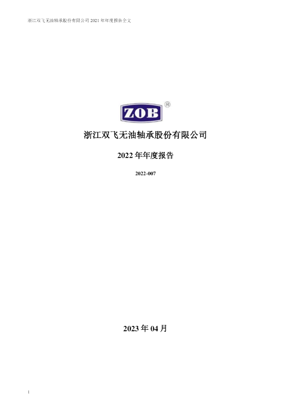 双飞股份：2022年年度报告