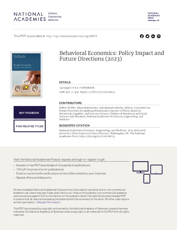 Behavioral Economics: Policy Impact and Future Directions           (2023)