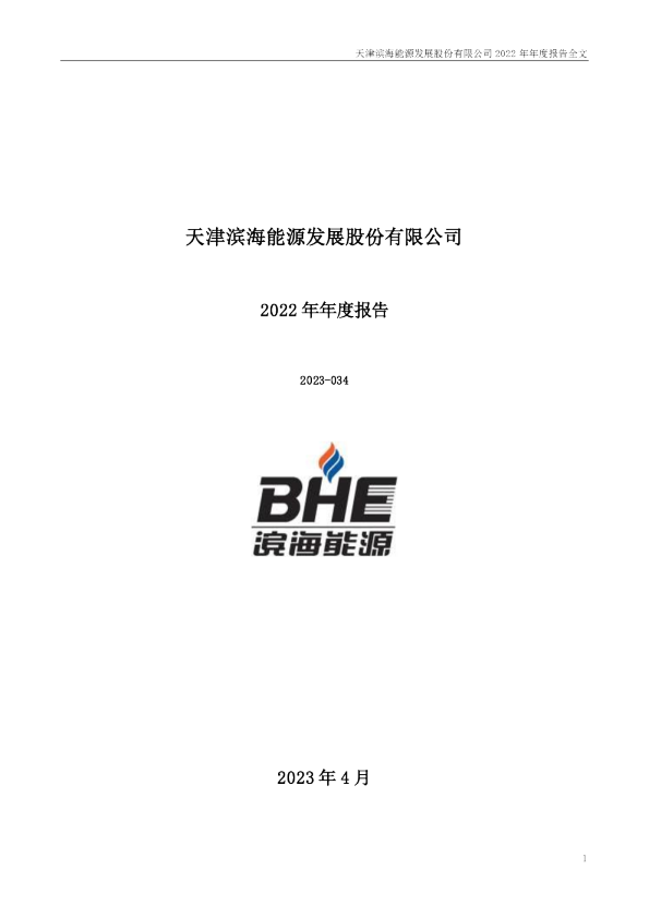 滨海能源：2022年年度报告