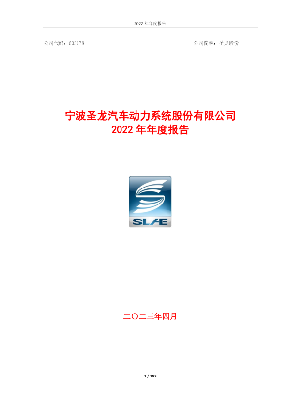 圣龙股份：圣龙股份2022年年度报告