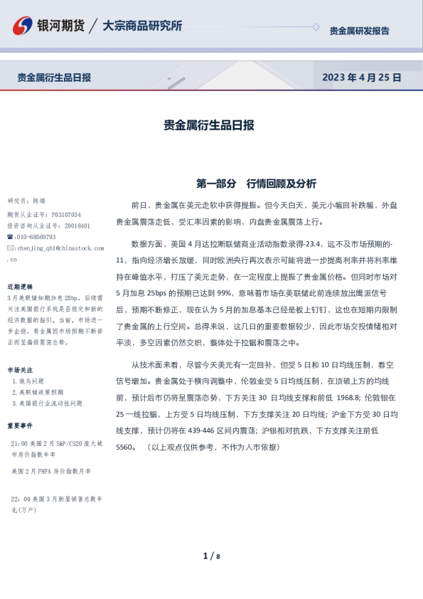 贵金属衍生品日报