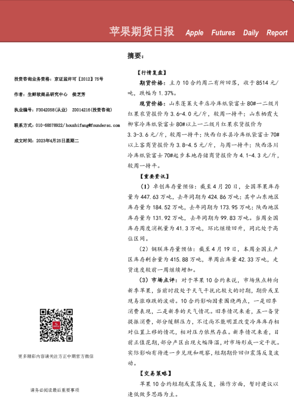 苹果期货日报
